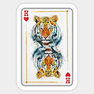Tiger Head King of Hearts Playing Card Sticker